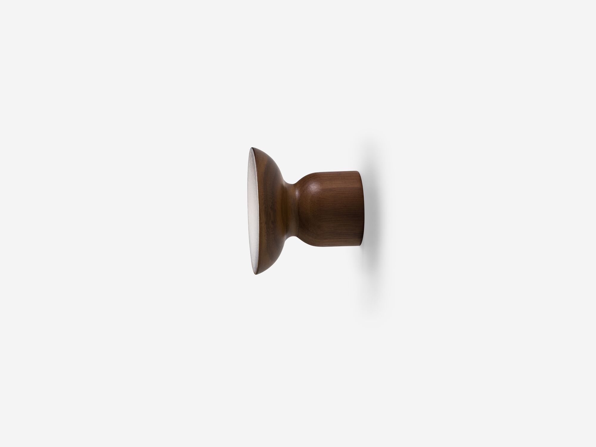 Medium walnut wall hook side view